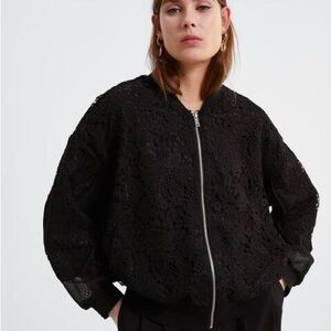 Zara Black Lace Bomber Jacket
